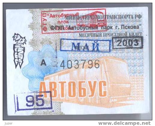 Russia, Pskov: Month BUS Privilege Ticket 2003/05 - Europe