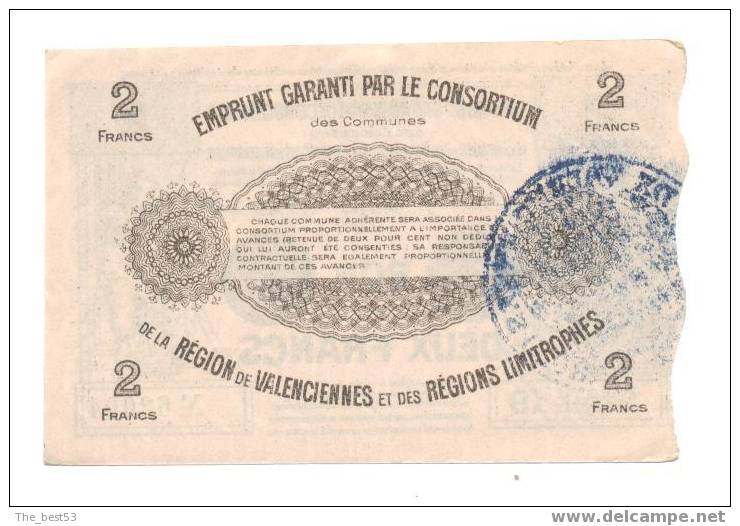 Billet Emprunt Garantie Par Le Consortium De La Région De Valenciennes Et Des Régions Limitrophes - Notgeld