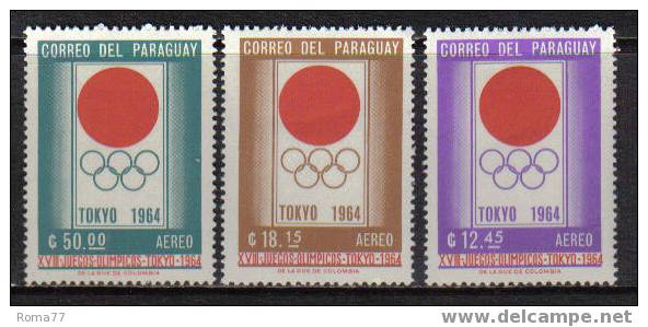 E51 - PARAGUAY - N. 373/375  PA  *** - Zomer 1964: Tokyo