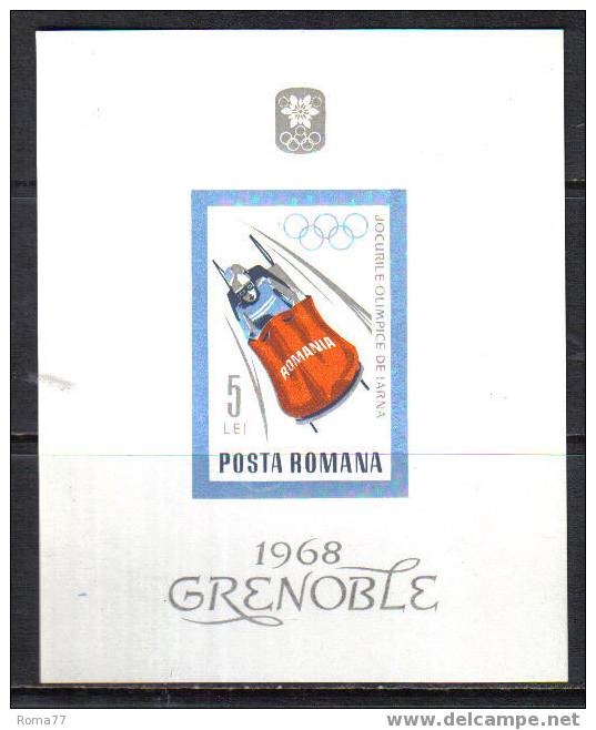 E70 - ROMANIA , BF N.  65  ***  Bob - Hiver 1968: Grenoble