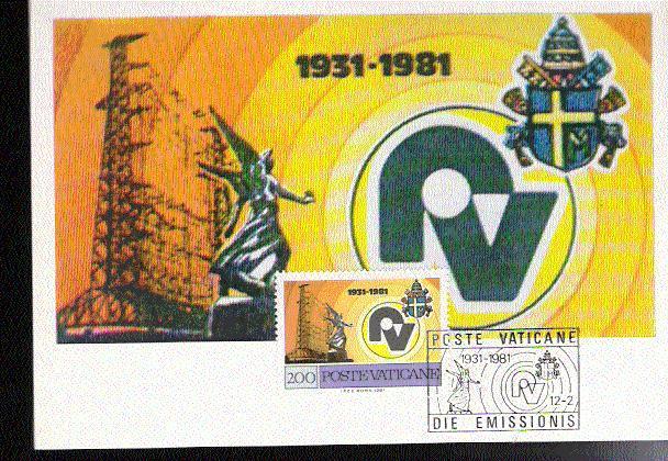 VATICAN CARTE MAXIMUM NUM.YVERT 704 RADIO VATICAN  50 ANS - Maximumkarten (MC)