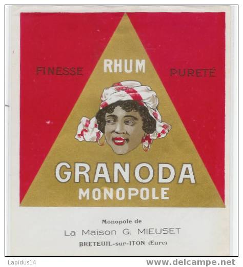 699 / ETIQUETTE DE RHUM  GRANODA  MONOPOLE DE LA MAISON G. MIEUSET  BRETEUIL-SUR-ITON (eure) - Rum