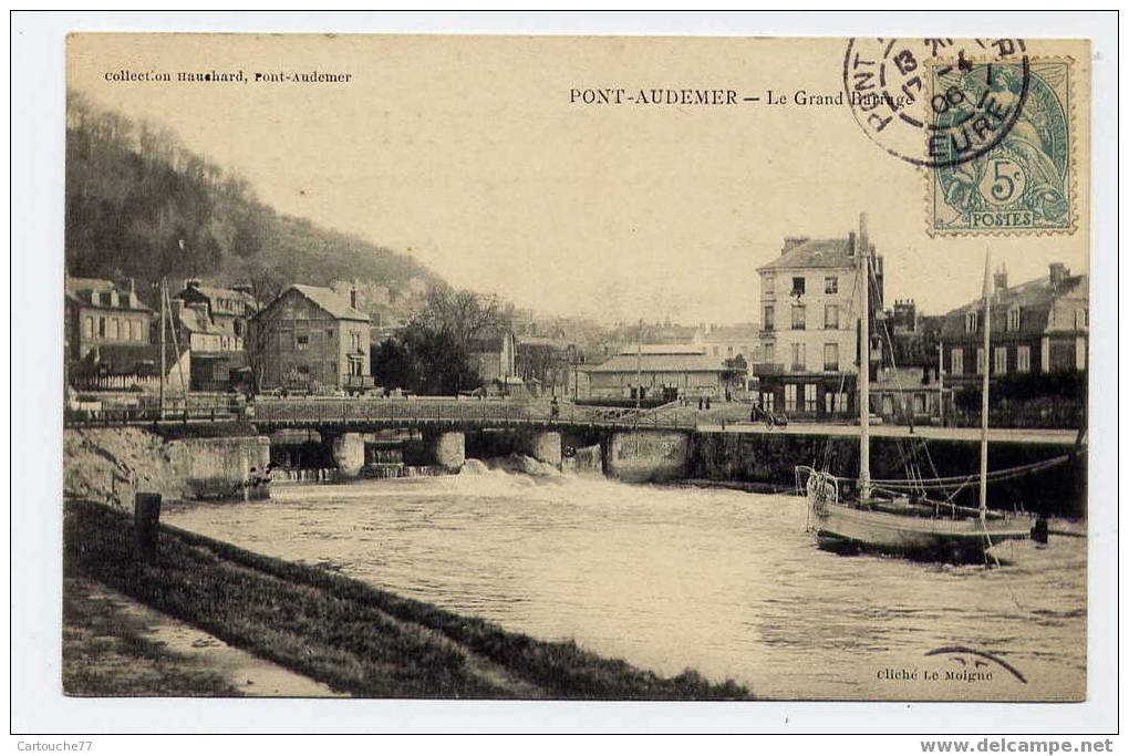 J13 - PONT-AUDEMER - Le Grand Barrage (Très Jolie Carte De 1906) - Pont Audemer