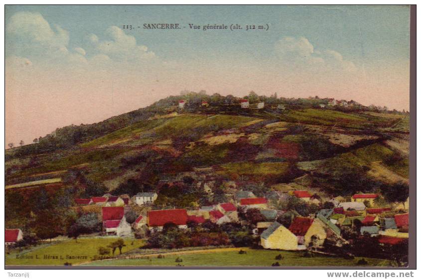 CPA Colorisée De Sancerre (Cher 18): Vue Générale(alt. 312 M.). - Sancerre