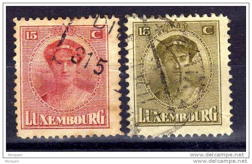 Lote 4 Sellos LUXEMBURGO Num 123, 124. 125 Y 129 - 1921-27 Charlotte Front Side