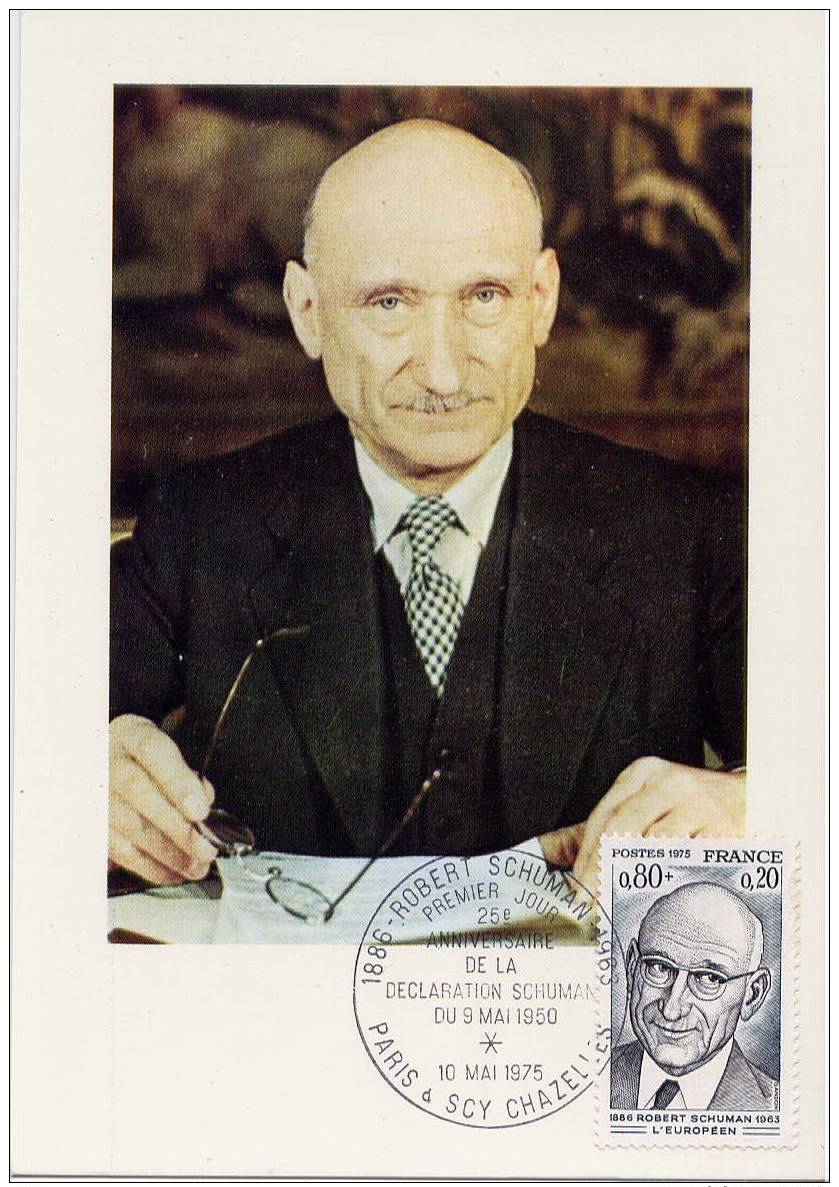 FDC 1826 - ROBERT SCHUMAN - PARIS/SCY CHAZELLES 10 MAI 1975 - Autres & Non Classés