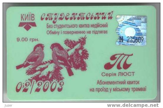 Ukraine: Month Tram Card For Students From Kiev 2003/02 - Europe