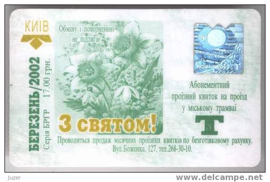 Ukraine: Month Tram Card From Kiev 2002/03 - Europa