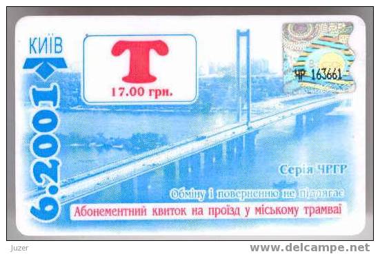Ukraine: Month Tram Card From Kiev 2001/06 - Europe