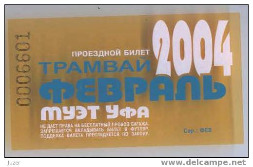 Russia, Ufa: Month Tram Ticket 2004/02 - Europa