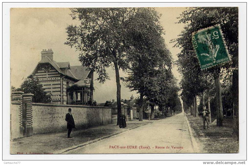 J13 - PACY-sur-EURE - Route De VERNON (TRES JOLIE CARTE ANIMEE De 1911) - Pacy-sur-Eure