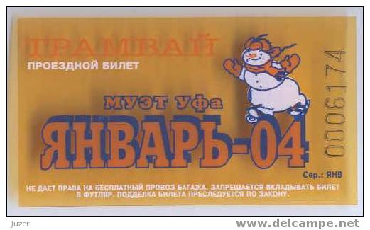 Russia, Ufa: Month Tram Ticket 2004/01 - Europe
