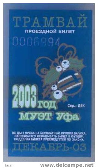 Russia, Ufa: Month Tram Ticket 2003/12 - Europe