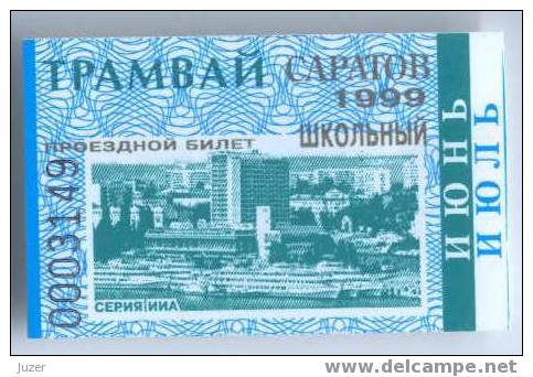 Russia, Saratov: Month Tram Ticket For Pupils 1999/07 - Europe