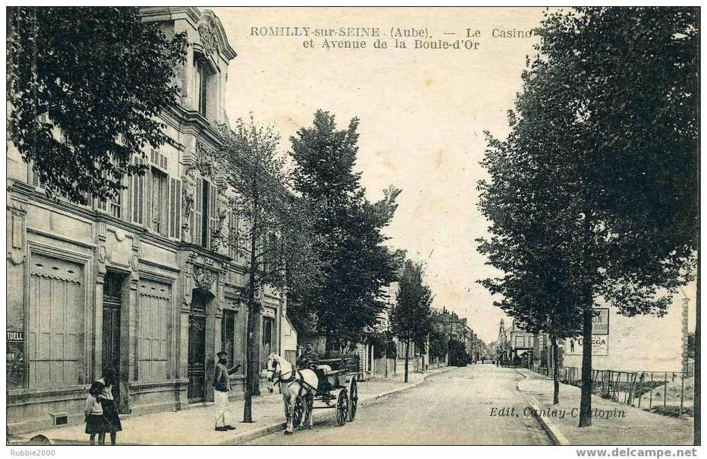 ROMILLY SUR SEINE CASINO ET AVENUE DE LA BOULE D OR ATTELAGE  CARTE EN BON ETAT - Romilly-sur-Seine