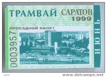 Russia, Saratov: Month Tram Ticket 1999/06 - Europe