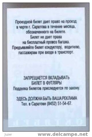 Russia, Saratov: Month Tram Ticket 1998/10 - Europa