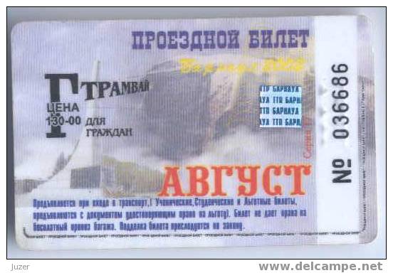 Russia: Month Tram Card From Barnaul 2002/08 - Europe