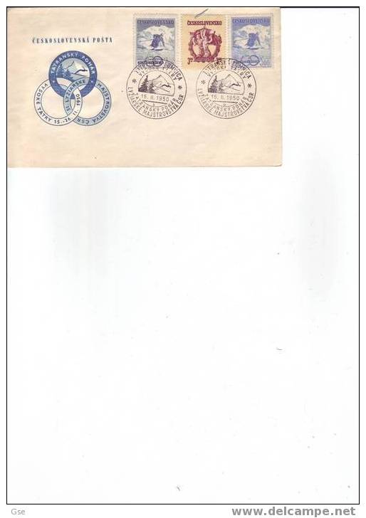 CECOSLOVACCHIA 1950 - FDC - Yvert 523/5 - Annullo Speciale Illustrato - Jatranky Pohar - Hiver