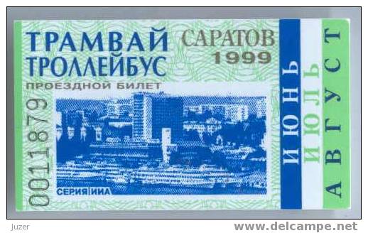 Russia, Saratov: Month Tram & Trolleybus Ticket 1999/08 - Europa