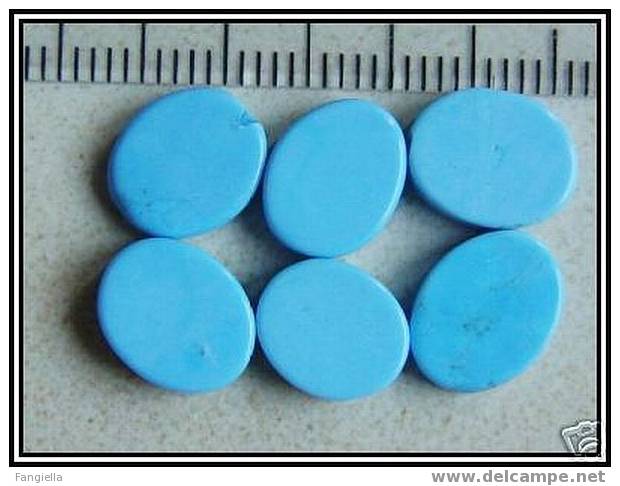 5 Perles Palets Plats De Véritable Turquoise Bleue 10x8x3mm - Perlas