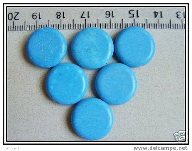 Lot De 3 Perles Palets Ronds Plats De Véritable Turquoise Bleue 16mm - Perlas