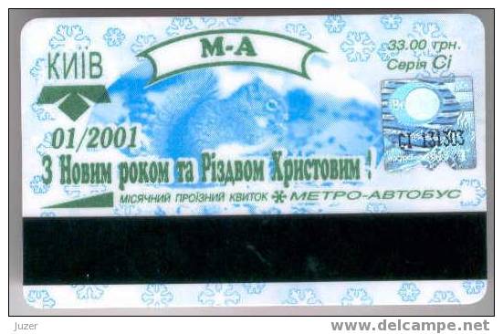Ukraine: Month Metro And Bus Card From Kiev 2001/01 - Europe