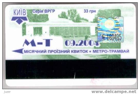 Ukraine: Month Metro And Tram Card From Kiev 2004/09 - Europe