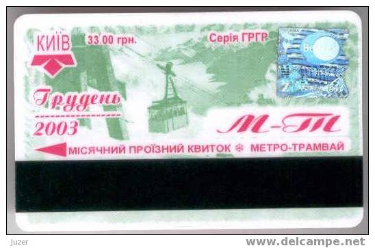 Ukraine: Month Metro And Tram Card From Kiev 2003/12 - Europe