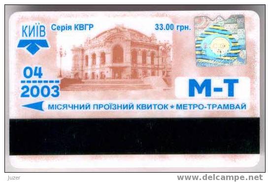 Ukraine: Month Metro And Tram Card From Kiev 2003/04 - Europe