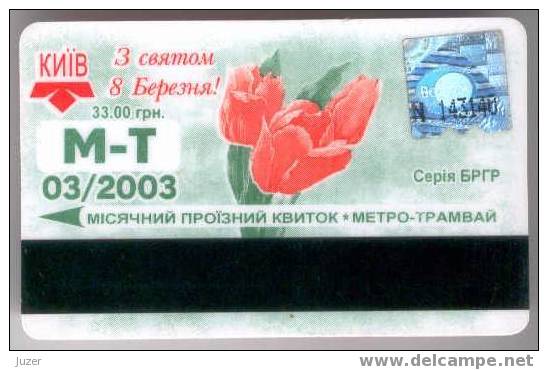 Ukraine: Month Metro And Tram Card From Kiev 2003/03 - Europe