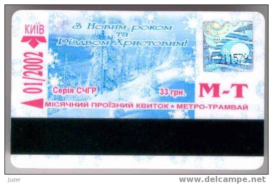 Ukraine: Month Metro And Tram Card From Kiev 2002/01 - Europe