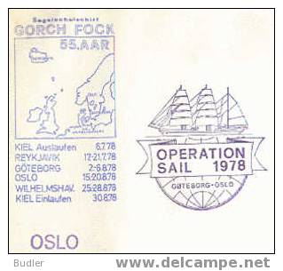 NORWAY 1978 : NAVAL POST D.d.14-8-78 :  OPERATION SAIL 1978 : Göteborg – Oslo : NAVIGATION,SAILING-SHIP,MAP, - Marítimo