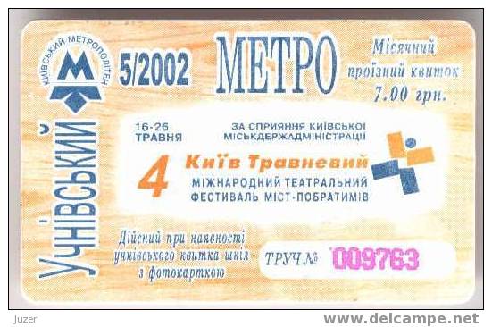 Ukraine: Month Metro Card For Pupils From Kiev 2002/05 - Europe