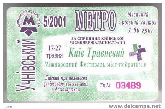 Ukraine: Month Metro Card For Pupils From Kiev 2001/05 - Europe