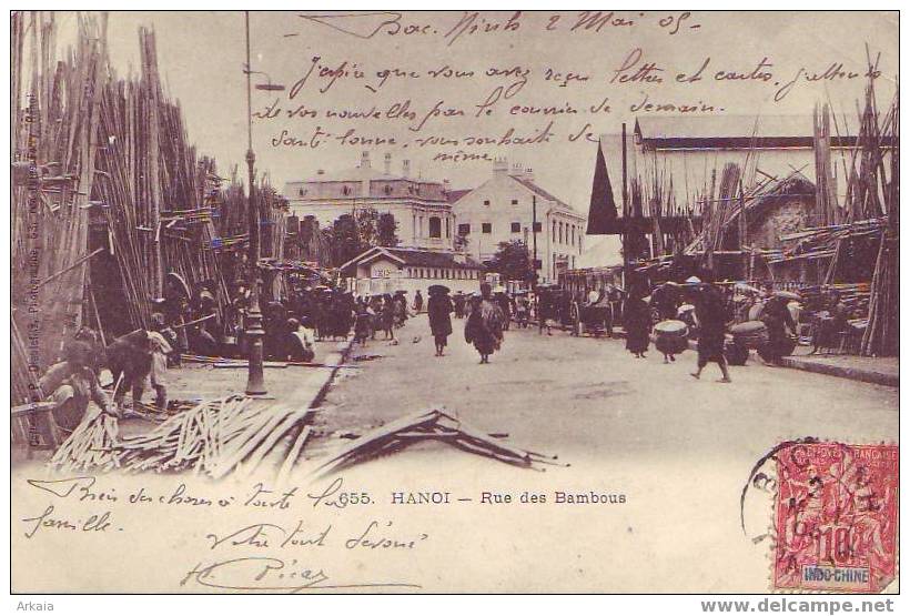 INDOCHINE = Hanoï = Rue Des Bambous  (1905) Vers Paris + 1 Pli En Haut - Viêt-Nam