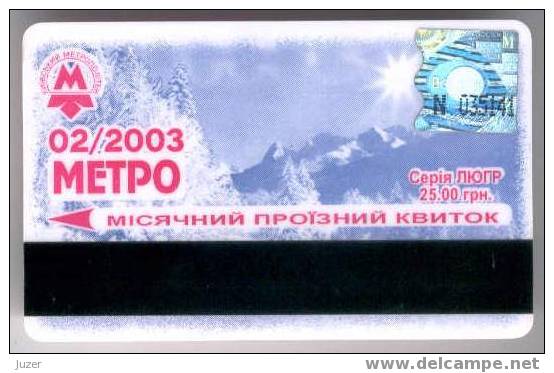 Ukraine: Month Metro Card From Kiev 2003/02 - Europe