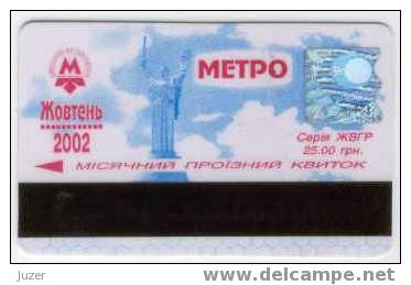 Ukraine: Month Metro Card From Kiev 2002/10 - Europa