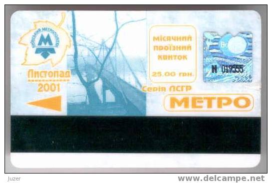 Ukraine: Month Metro Card From Kiev 2001/11 - Europe