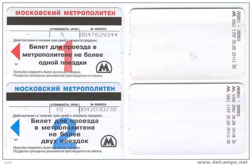 Russia: 2 Different Metro Cards From Moscow - Europa