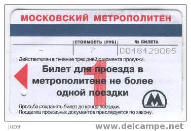 Russia: Metro Card From Moscow, 1 Passage (5) - Europe