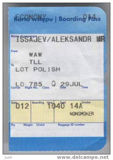 Poland: Airliner LOT POLISH Ticket - Europe