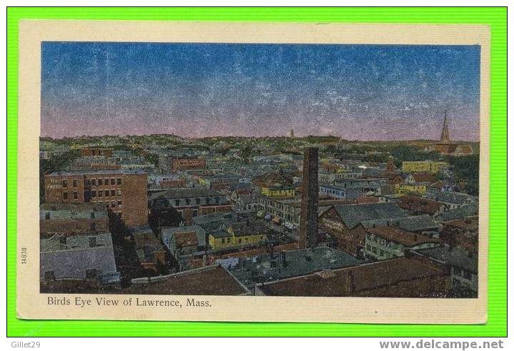 LAWRENCE, MA - BIRDS EYE VIEW - CARD WRITTEN - UNDIVIDED BACK - REICHNER BROS - - Lawrence