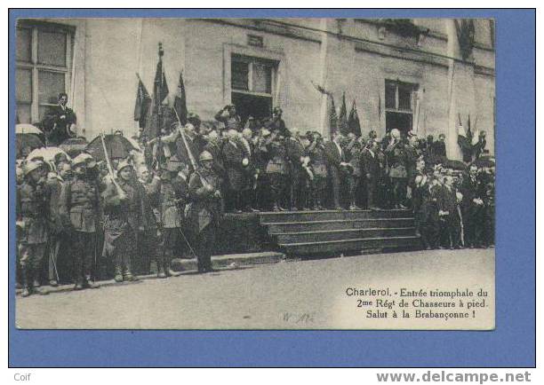 Kaart Met Duitse Brugstempel HERVE Op 29/6/19 Naar FONTAINE-L'EVEQUE Met Geblokeerd Jaarblok !! - Fortune Cancels (1919)