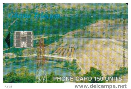 GHANA  150 UNITS  AKOSOMBO  DAMN   SATELITE  TOWER CHIP  GHA-34  EXP 01/98  SPECIAL  PRICE !!! - Ghana