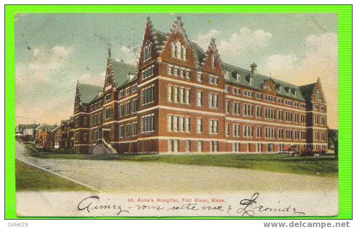FALL RIVER, MA - ST.ANNE´S  HOSPITAL - CARD TRAVEL IN 1907 - UNDIVIDED BACK - O.J. HEBERT - - Fall River
