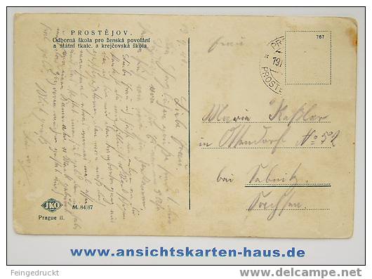 D 3746 - Schule In Prostejov (Proßnitz) - S/w Foto Ak, Gel., Briefmarke Fehlt - Böhmen Und Mähren