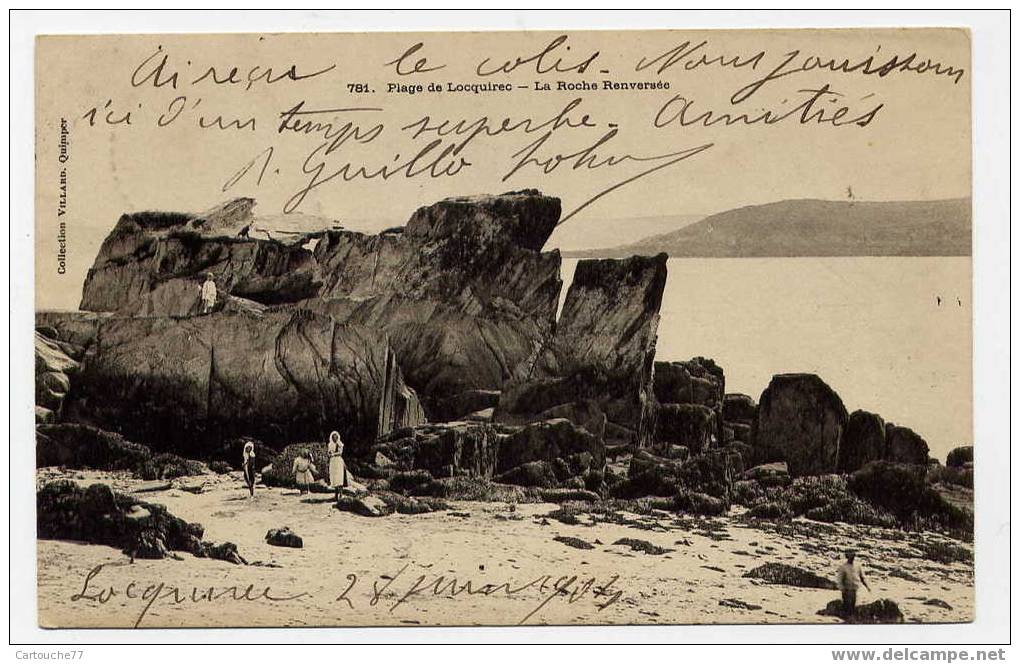 J15 - Plage De LOCQUIREC - La Roche Renversée (1904 - Dos Non Divisé - Oblitération De LOCQUIREC) - Locquirec