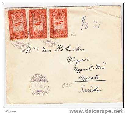 Et008/ ÄTHIOPIEN - Luftpostbedarfsbrief  1931 – Mehrfachfrankatur Mi. Nr. 173 Nach Schweden - Ethiopia