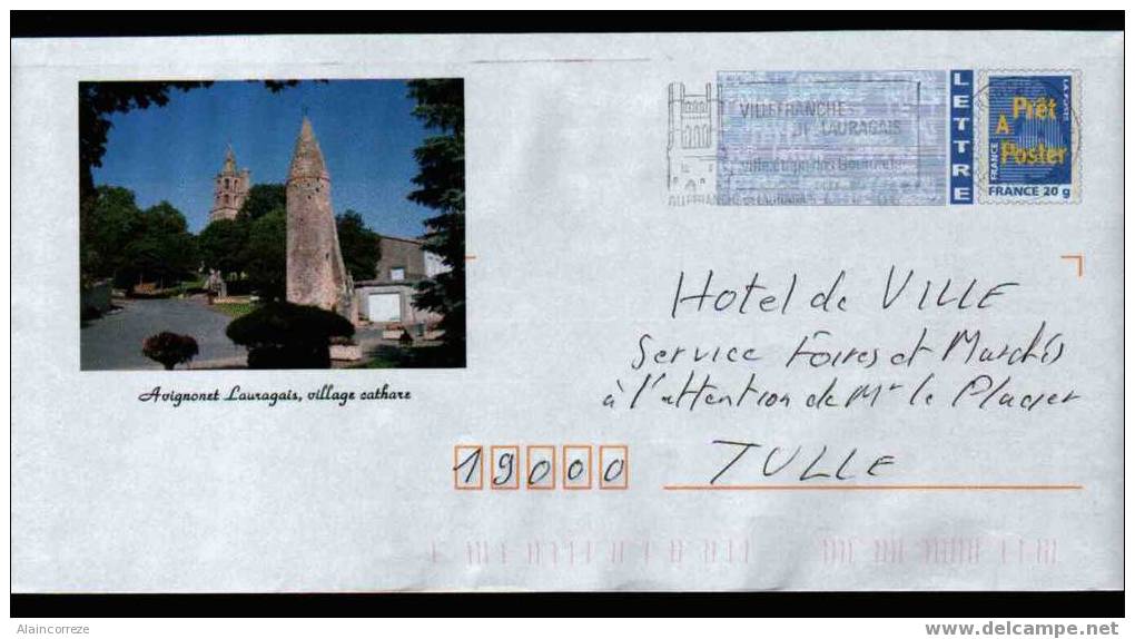 Entier Postal PAP Local Personnalisé Hte Garonne Avignonet Lauragais Village Cathare - Prêts-à-poster: Repiquages /Logo Bleu